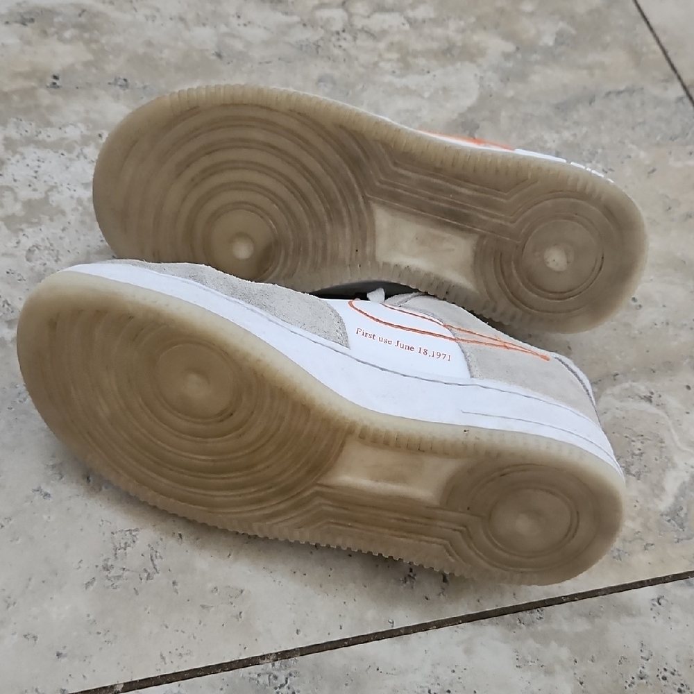 Nike Women's Air Force 1 First Use 50th Anniv. White/Orange Athletic Shoes - Picture 3 of 8